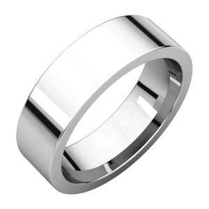 14kt White 6mm Flat Comfort Fit Band
