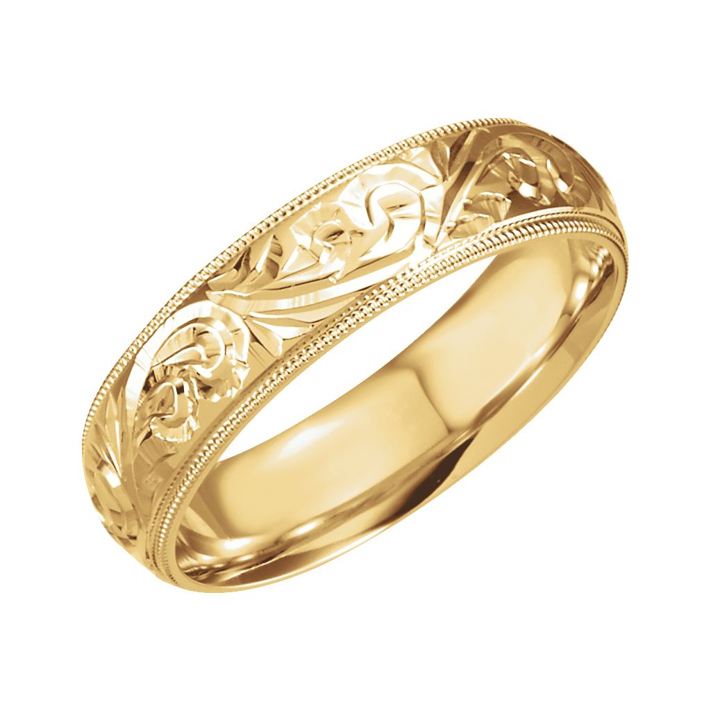 C4-Hand-Engraved Milgrain Band