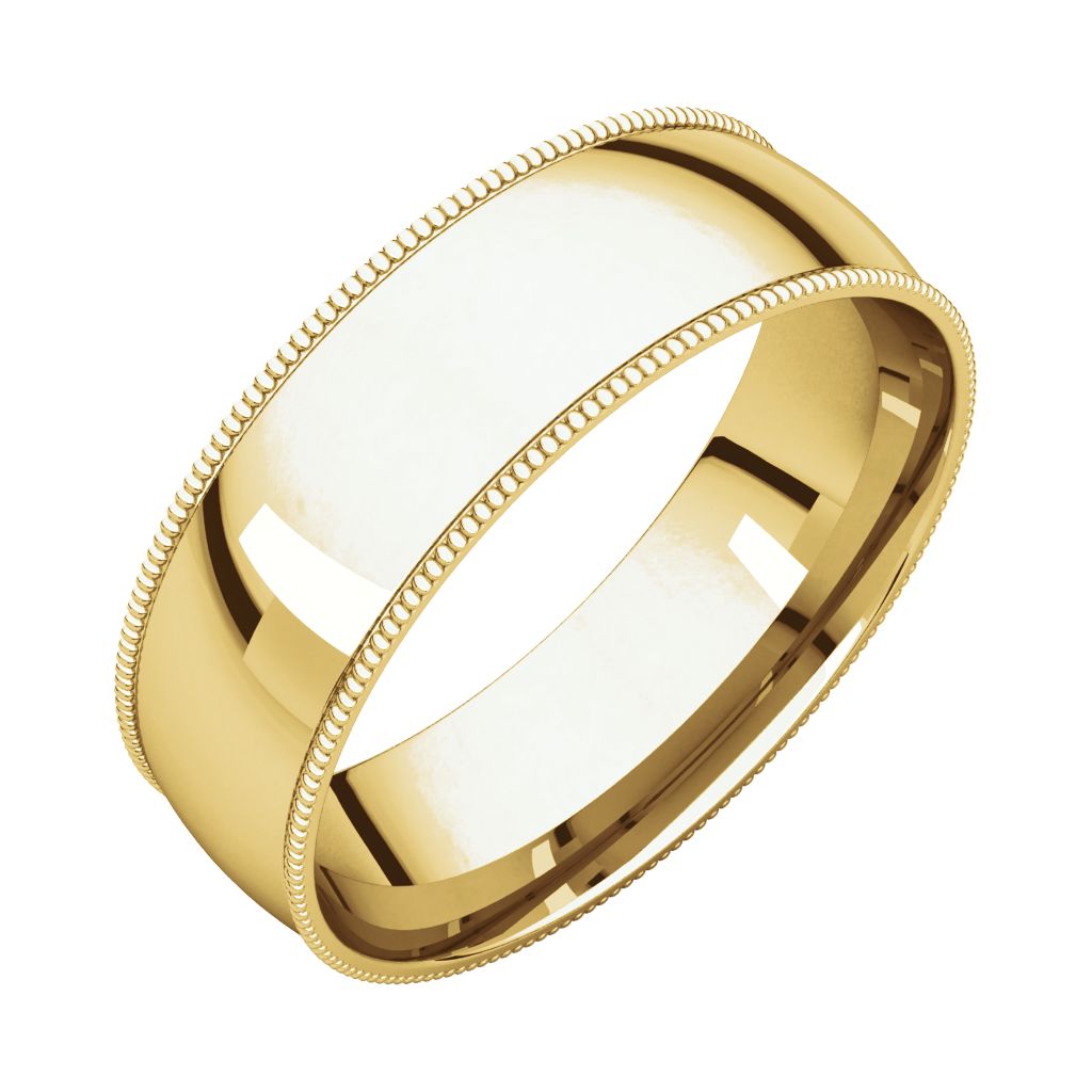 14kt Yellow 6mm Light Comfort Fit Milgrain Band