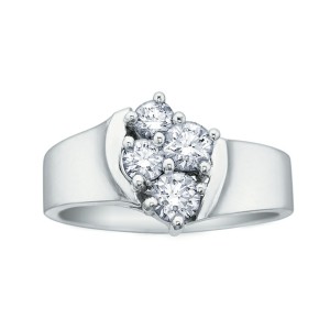 14kt white gold with a cluster of diamonds