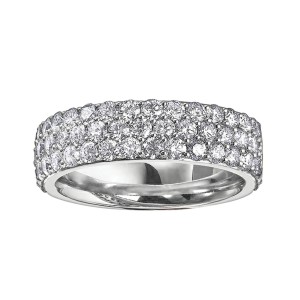 14kt white gold with triple row of diamonds