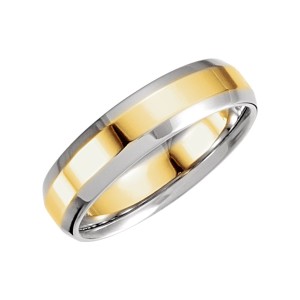 C6-Comfort-Fit Two-Tone Band-14kt Yellow/White