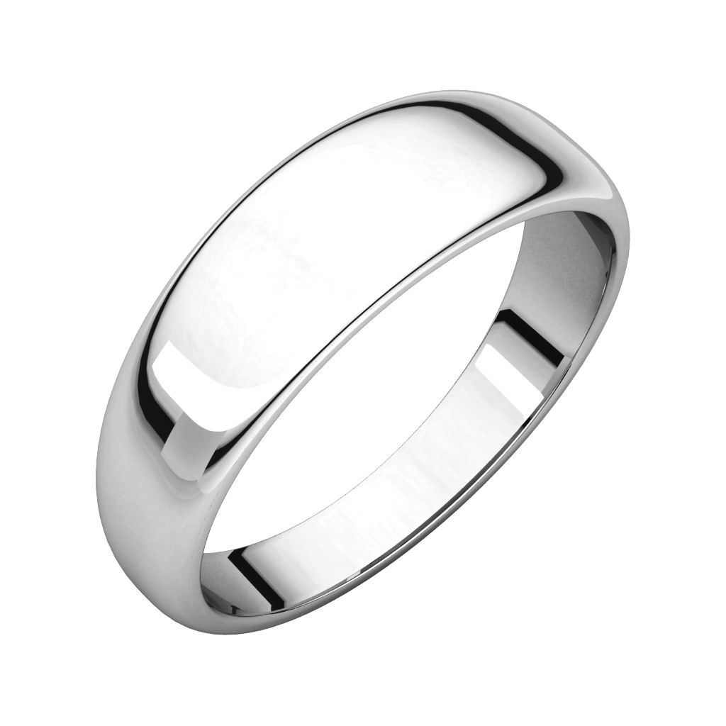 14kt White 6mm Half Round Tapered Band