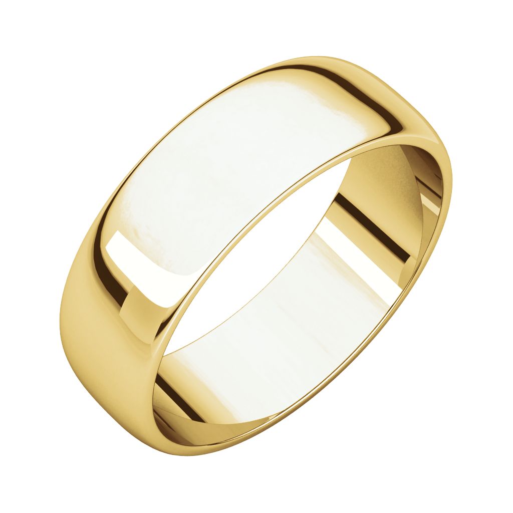 14kt Yellow 6mm Half Round Light Band